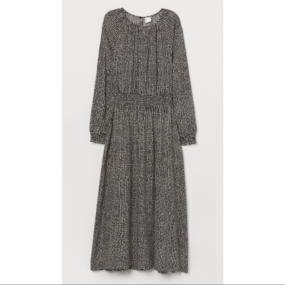▪️H&M Viscose Patterned Midi Dress with Smocked Waist▪️